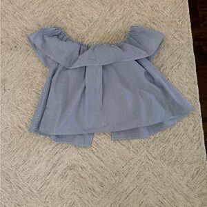 Blue Striped Off-Shoulder Top